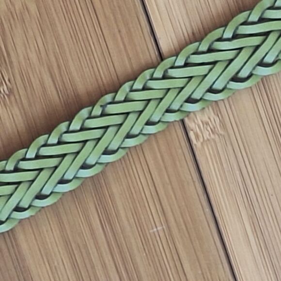 Capezio Vintage Green Leather Braided Belt XXL Chrome Buckle Argentina 2X - Picture 14 of 16